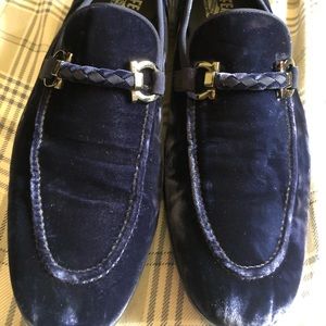 Salvatore Ferragamo Fiori Blue suede loafers